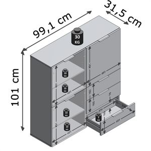 Produktbild für Kommode FMD-Möbel Dark 2, schwarz