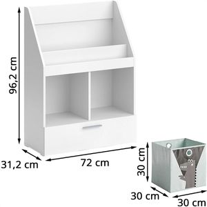 Produktbild für Bücherregal Vicco Luigi, weiß, mit 2 Faltboxen