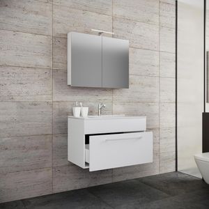 Produktbild für Waschtisch VCM Badinos, 914817, mit Spiegelschrank, weiß