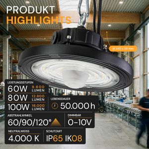 Produktbild für LED-Hallenstrahler Enovalite ELED500160, 100 Watt