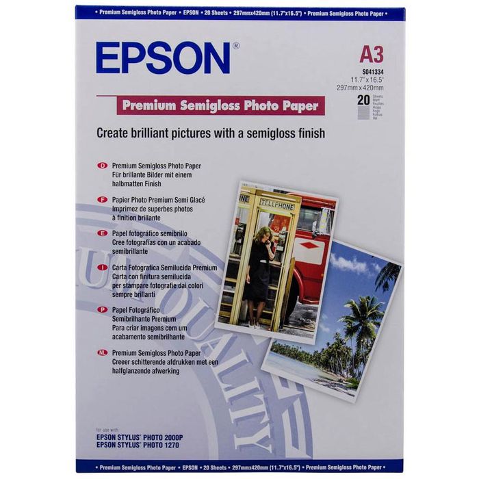 Epson Fotopapier S041334 Glossy, A3, 20 Blatt, für Inkjet, 251 g/m²,  halbglänzend – Böttcher AG
