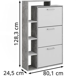 Produktbild für Schuhschrank Vicco Orlando, beton grau / weiß