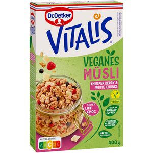 Produktbild für Müsli Dr.Oetker Vitalis Veganes Knusper Berry White Chunks