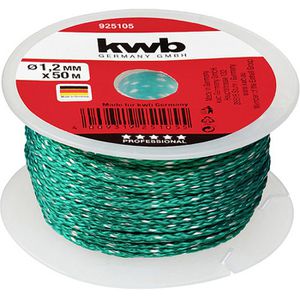 kwb Maurerschnur 925105, 50m, Ø 1,2mm, geflochtenes Nylon, grün/weiß