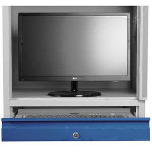 Produktbild für Computerschrank G-Office IPC/M1, lichtgrau / blau