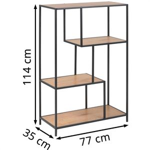 Produktbild für Bücherregal AC-Design Seaford, schwarz / wildeiche