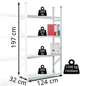Produktbild für Anbauregal GEWE 312A4R, 4 Metallböden
