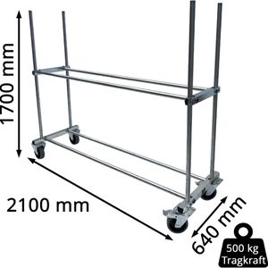 Produktbild für Reifenwagen Bertele Profi, aus Metall, silber, für 16 Reifen