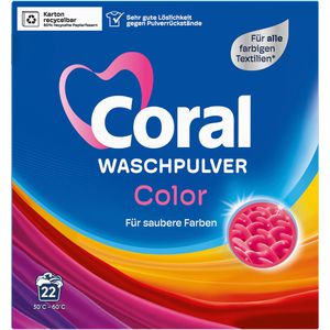 Coral Waschmittel Optimal Color, Pulver, 1,43 kg, Waschladungen 22