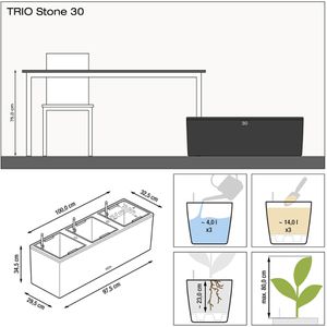 Produktbild für Pflanzkasten Lechuza TRIO Stone 30 steingrau