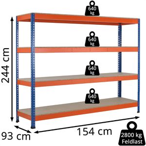 Produktbild für Weitspannregal Schulte 18283-N, 4 Holzböden