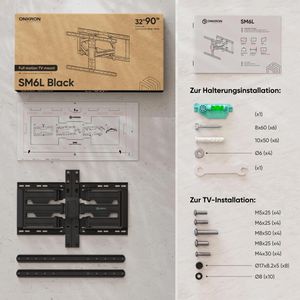 Produktbild für TV-Wandhalterung Onkron SM6L-B, bis 50 kg