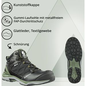 Albatros Sicherheitsschuhe Ultratrail Stiefel, ESD Mid – Herren, Echt 47 AG Leder, S3, Böttcher HRO, schwarz, CTX