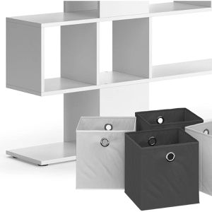 Produktbild für Bücherregal Vicco Hylda, weiß, mit 4 Faltboxen