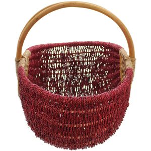 Produktbild für Einkaufskorb Frank-Flechtwaren 107431 Bügelkorb, rot / natur