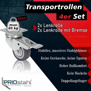 Produktbild für Möbelrolle PRIOstahl mit Anschraubplatte, 4-teilig