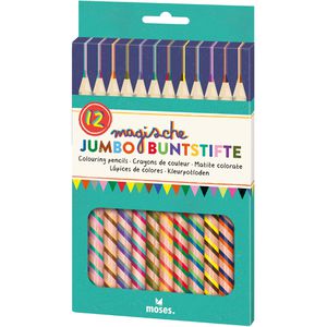 Moses Buntstifte 26263 Magische Jumbo-Buntstifte, farbig sortiert, 12 Stück , 12 Stück