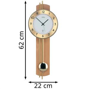 Produktbild für Wanduhr AMS 5266/18, Buche, Messing, analog, Funkuhr