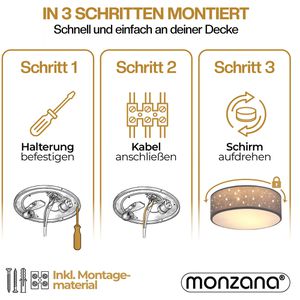 Produktbild für Deckenleuchte Monzana 109409, grau, E27-Fassung