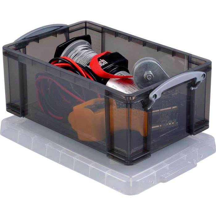 Really-Useful-Box Aufbewahrungsbox 9TSMK, 9L, mit Deckel, transparent-grau,  40 x 26 x 16cm – Böttcher AG