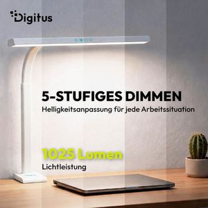 Produktbild für Schreibtischlampe Digitus DA-90491, weiß, LED, dimmbar