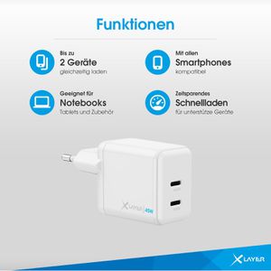 Produktbild für USB-Ladegerät XLayer 220177 Dual, 45 Watt