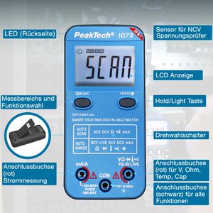 Produktbild für Multimeter PeakTech P 1073, digital, True RMS