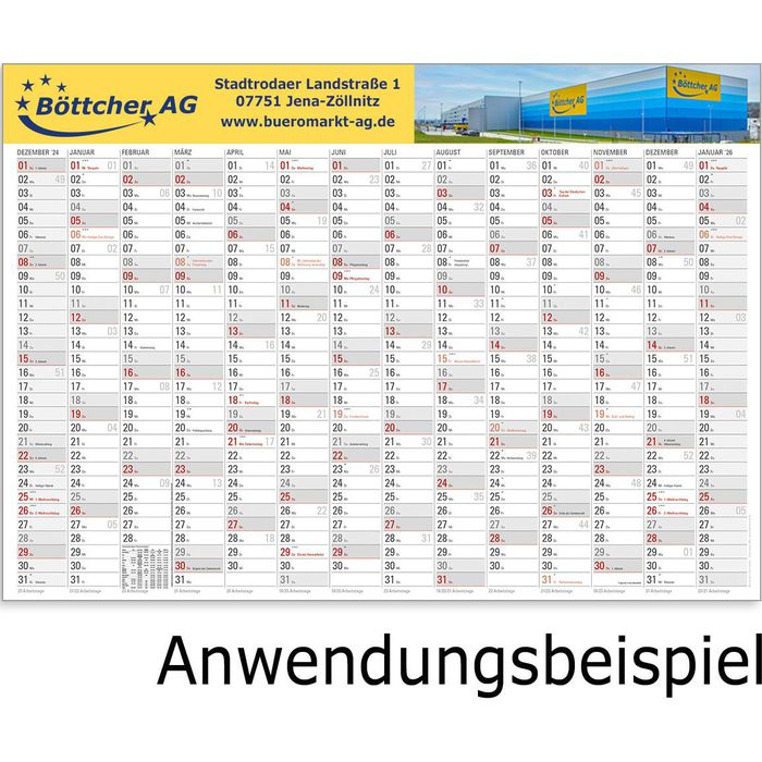 Plakatkalender Jahr 2024, Jahresplaner mit Werbedruck, 1000 Stück