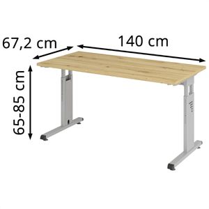 Produktbild für Schreibtisch Hammerbacher O-Serie, asteiche / silber