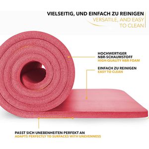 Produktbild für Yogamatte Tresko mit Tragegurt, rot, 1,5 cm stark