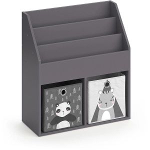 Bücherregal Vicco Luigi, grau, mit 2 Faltboxen