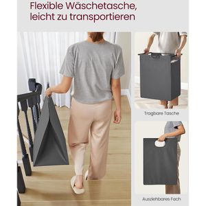 Produktbild für Wäschekorb Vasagle BLH301G01, schwarz, 3 Fächer