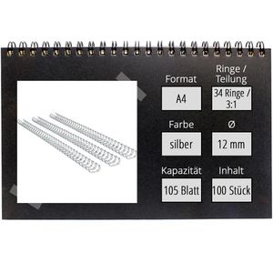 Produktbild für Drahtbinderücken Fellowes 54453, silber, für A4
