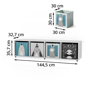 Produktbild für Bücherregal Vicco Ludus, weiß, mit 4 Faltboxen