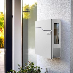 Produktbild für Briefkasten Metzler Hoffmann SF, verkehrsweiß, aus Stahl