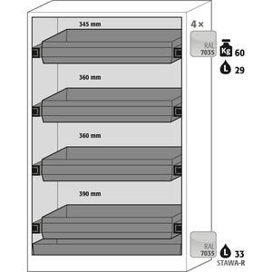 Produktbild für Gefahrstoffschrank asecos Q-Classic 90, 30015, mit 4 Auszügen