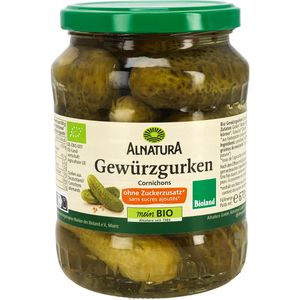 Produktbild für Gemüsekonserve Alnatura Gewürzgurken, in Branntweinessig, BIO