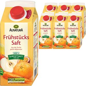 Alnatura Saft Frühstücks-Saft, BIO, 100% Fruchtgehalt, je 0,75 Liter, 6 Stück