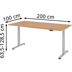 Produktbild für Schreibtisch Hammerbacher XDSM 2E, nussbaum / silber