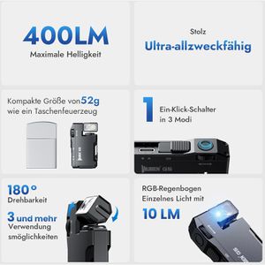 Produktbild für Taschenlampe Wuben G5 LED, aufladbar, schwarz