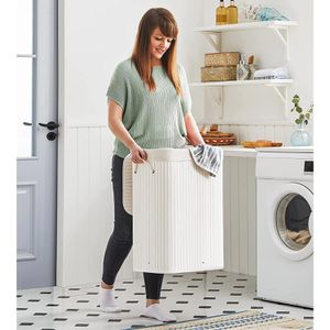Produktbild für Wäschekorb Songmics LCB010W01, weiß, mit Deckel