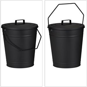 Produktbild für Ascheeimer Relaxdays 10030691, schwarz, mit Deckel