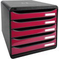 Schubladenbox Exacompta 3097284D, Big Box Plus A4, Kunststoff, 5 Fächer, himbeer / schwarz
