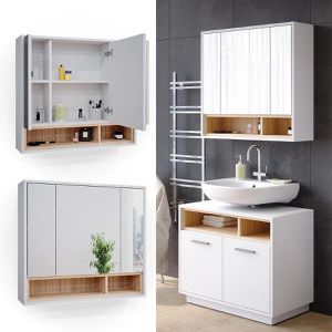 Produktbild für Spiegelschrank Vicco Beatrice, weiß / eiche