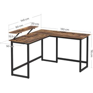 Produktbild für Schreibtisch Vasagle LWD56X, braun / schwarz