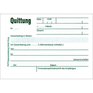 Produktbild für Quittungsblock Böttcher-AG 7001, MwSt. separat