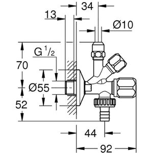 Produktbild für Eckventil GROHE WAS Kombi, für 2 Geräteanschlüsse