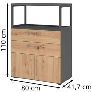 Produktbild für Kombischrank Hammerbacher FW381K1RG, asteiche / graphit