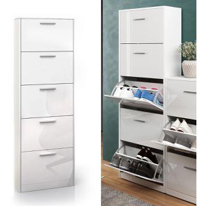 Produktbild für Schuhschrank Vicco Gizmo, weiß / weiß hochglanz