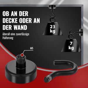 Produktbild für Hakenmagnet Poppstar 1010697, Neodym, extra stark